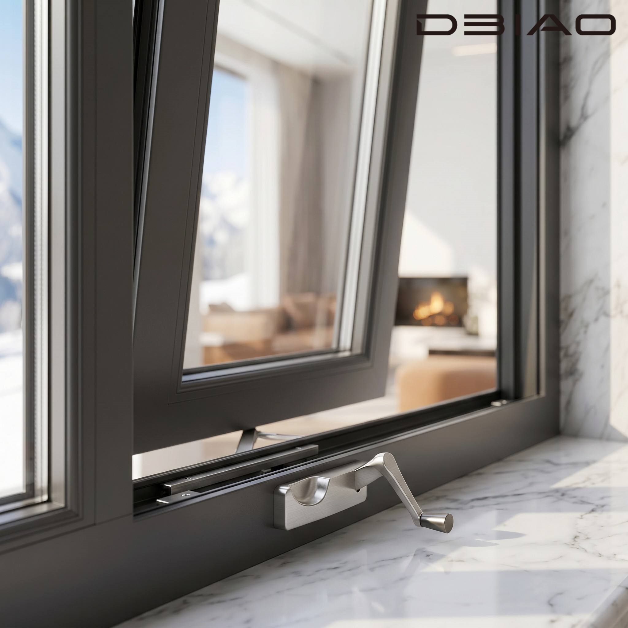 Soundproof Aluminum Alloy Waterproof Crank Casement Windows Double Glazed Thermal Break Minimalist Design for Kitchen Hotel