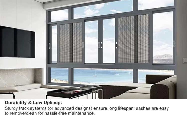 Thermal Break Modern Horizontal Aluminium Windows and Doors with 2.0mm Frame Multi Panel Folding for Kitchen Villa Patio Shop