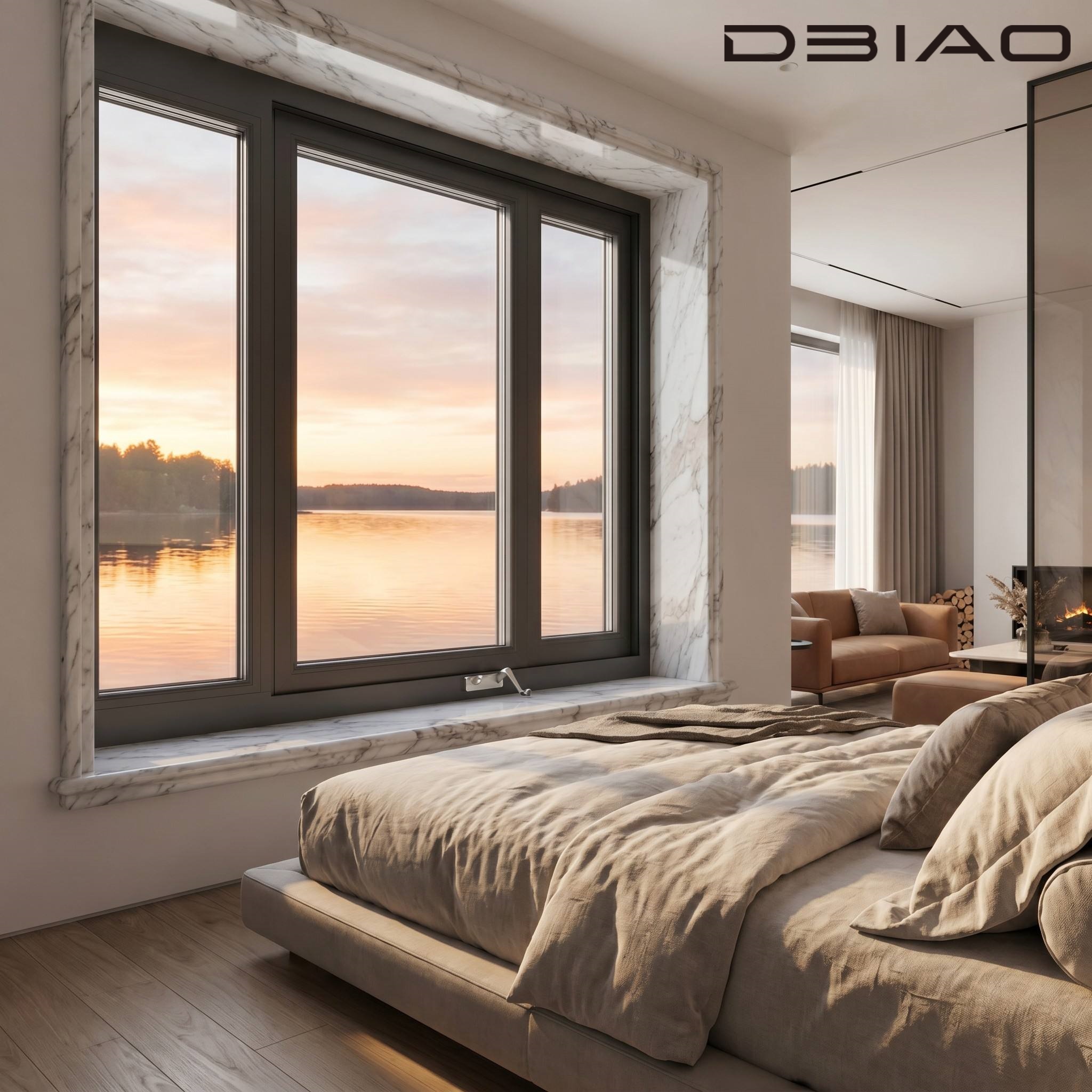 Soundproof Aluminum Alloy Waterproof Crank Casement Windows Double Glazed Thermal Break Minimalist Design for Kitchen Hotel