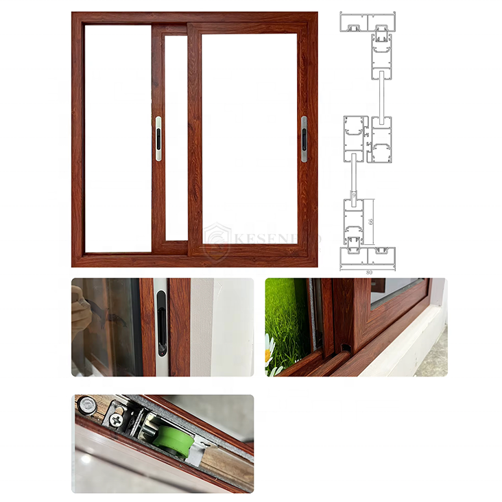 Project Engineering Customization Hurricane Impact Proof Aluminum Sliding Windows with Tempered Double Glazed Glass
