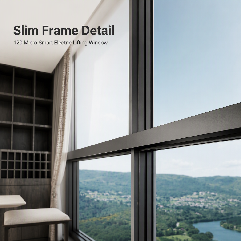 Black Aluminum Alloy Smart Electric Lifting Sliding Window Large Glass Roof Window for House