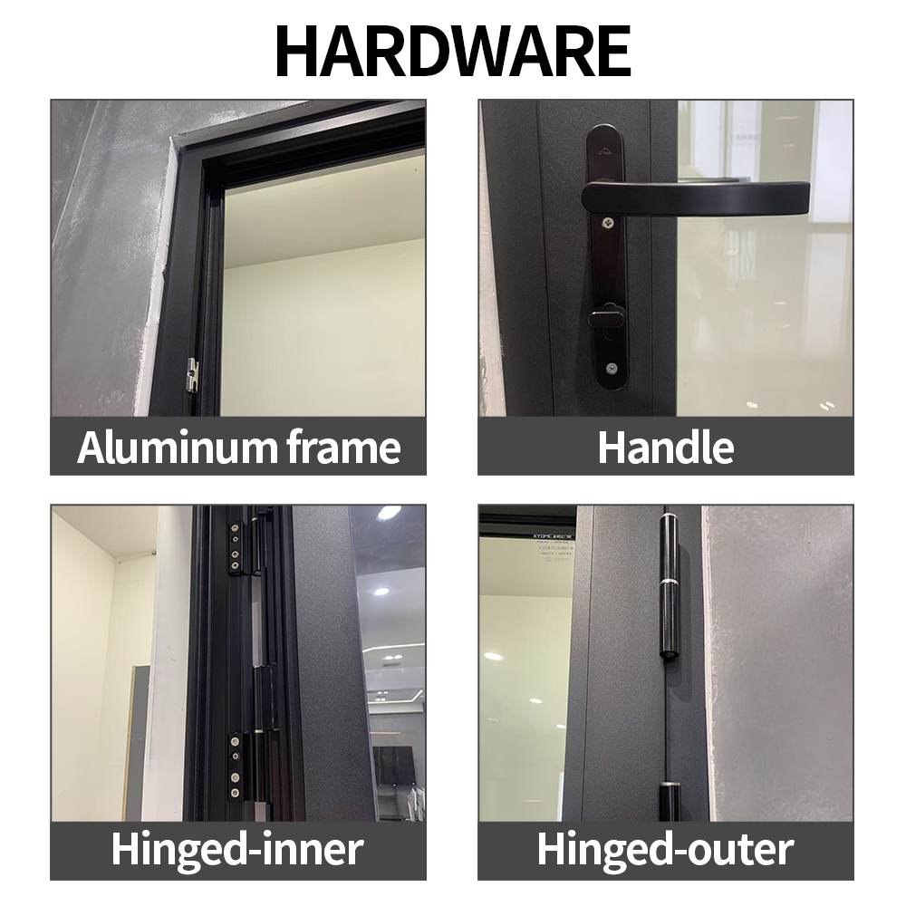 American Style NFRC Black Frame Aluminum Alloy Bedroom Casement Door Waterproof Double Insulated Glass Soundproof Energy Saving