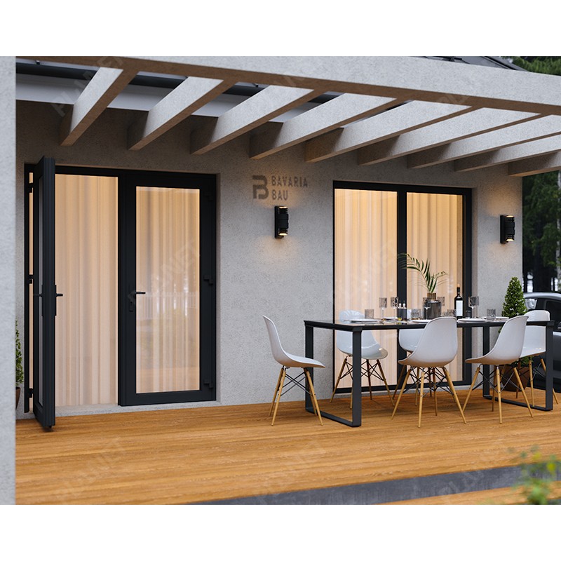 Custom Commercial Entry French Doors Glass Double Front Aluminum Door Exterior Patio French Doors Modern Gate Design for Home
