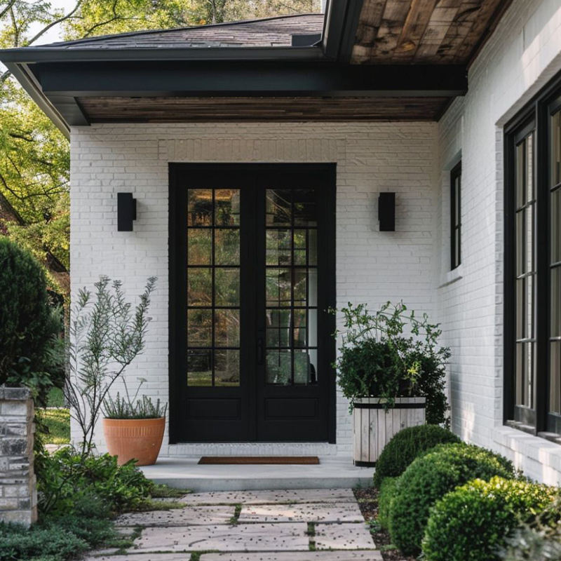 Exterior Aluminum French Doors with Security Grid Design
