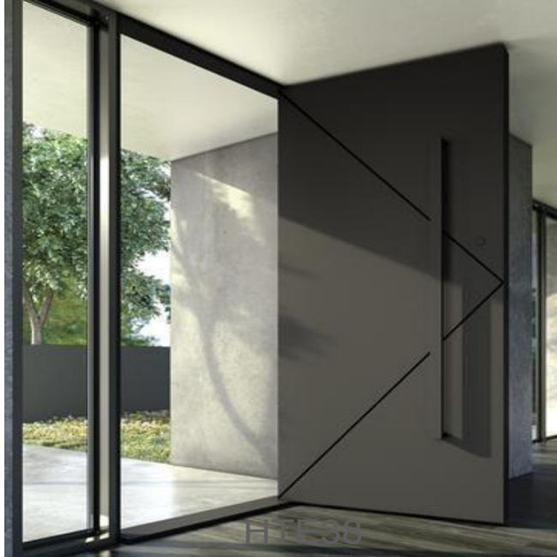 European Style Cast Aluminum Entrance Pivot Door Artisan Handmade Decorative Steel Wood Composite Security Door