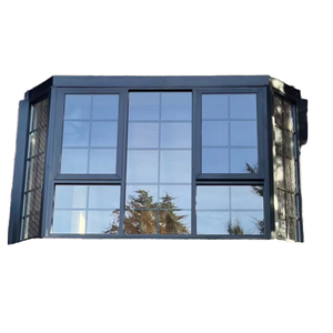 Thermal Break Aluminum Fixed Picture Window Crittall Style Grille Double Glazed Low-E Glass Bay Window for Residential Villa