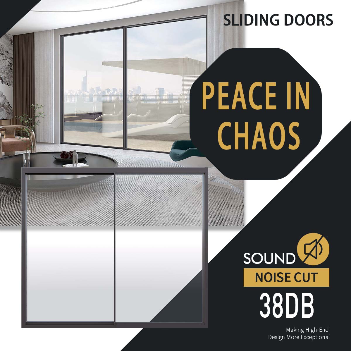 Wazzor Energy Efficient Aluminum Sliding Doors With Tempered Glass Frameless Patio Balcony Interior Spaces Aluminum Sliding Door