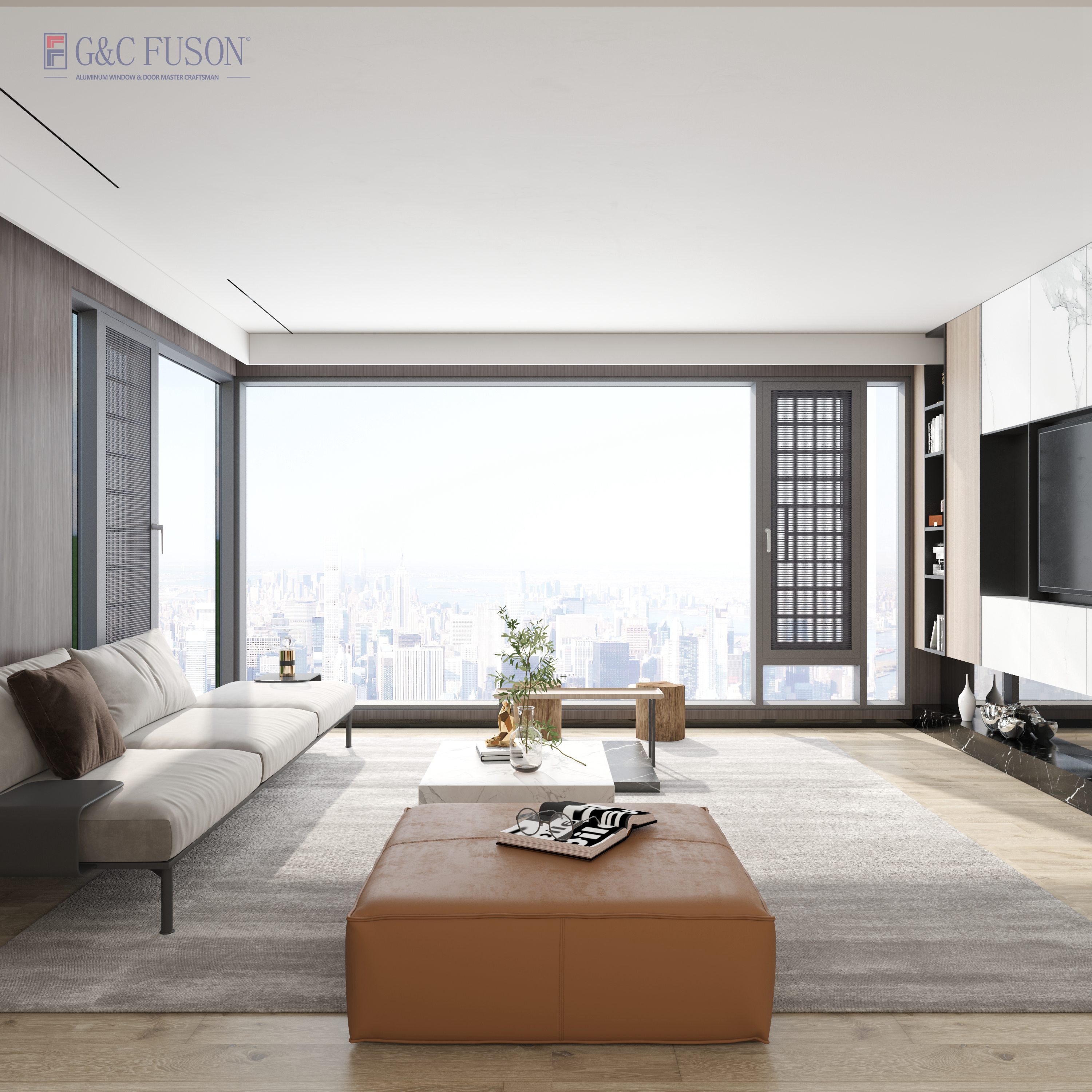 Fuson Nfrc Certificated Energy-Efficient Window Hurricane Impact Aluminum Wood Composite Frame Casement Windows With Crank