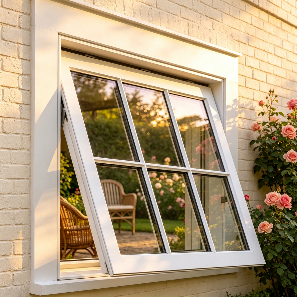 Window Aluminum Glass Slim Bevel Top Hung Modern Facade Anthracite Powder Coated Frame Windows