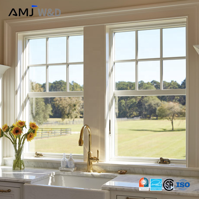 AMJ American Style Double Hung Window NFRC Energy Conservation Tempered Glass Heritage Sash Windows Top Hung Windows