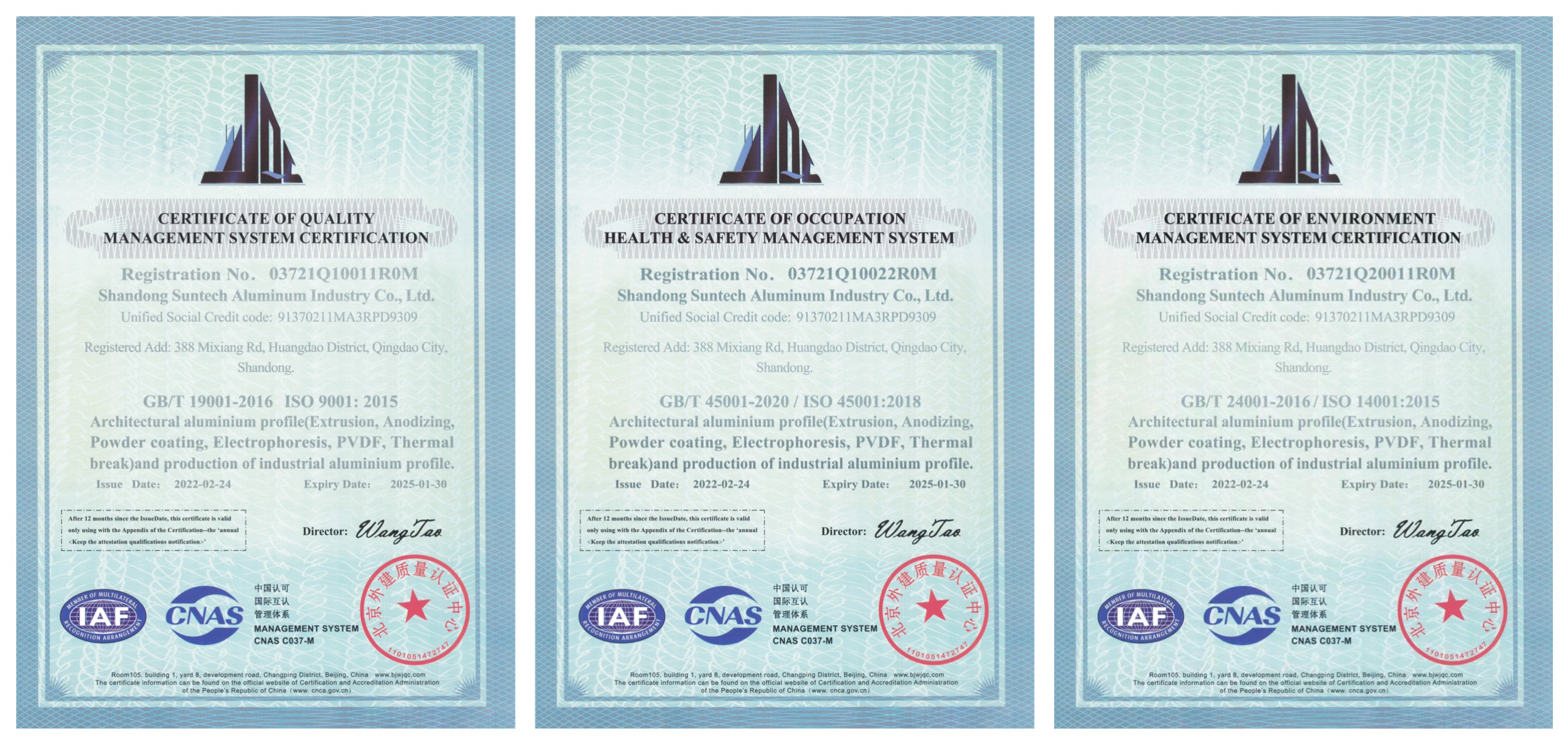 Certificates and Quality Inspection
