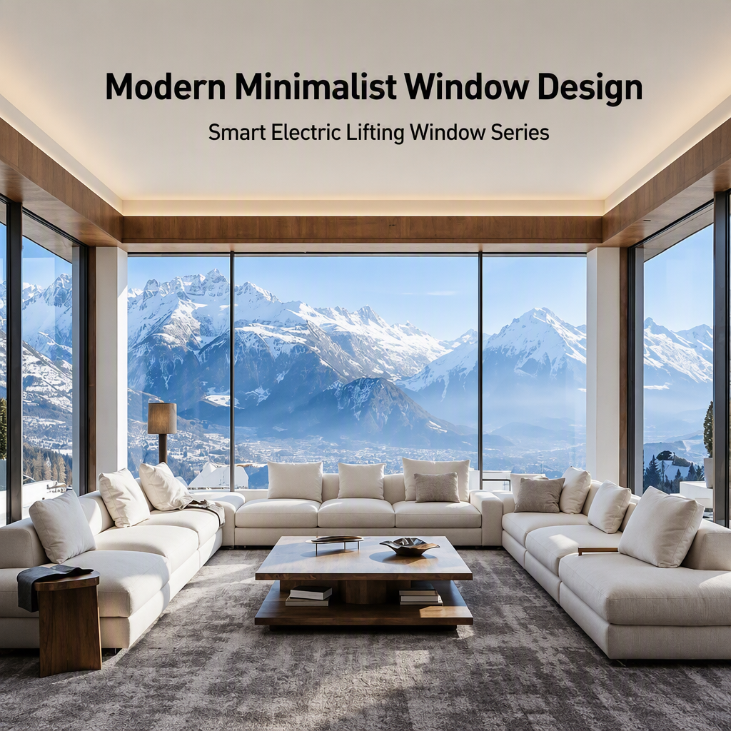 Black Aluminum Alloy Smart Electric Lifting Sliding Window Large Glass Roof Window for House
