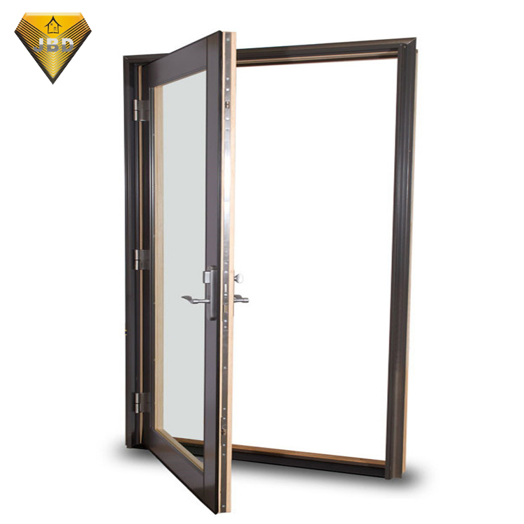 French Open Aluminum Alloy Steel Glass Door Double Entry Side Opening Modern Graphic Design for Hotel Exterior Finished Surface