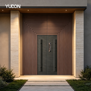 YUDON DOOR Aluminum Door Entrance Door with Frame Wood Grain Finish