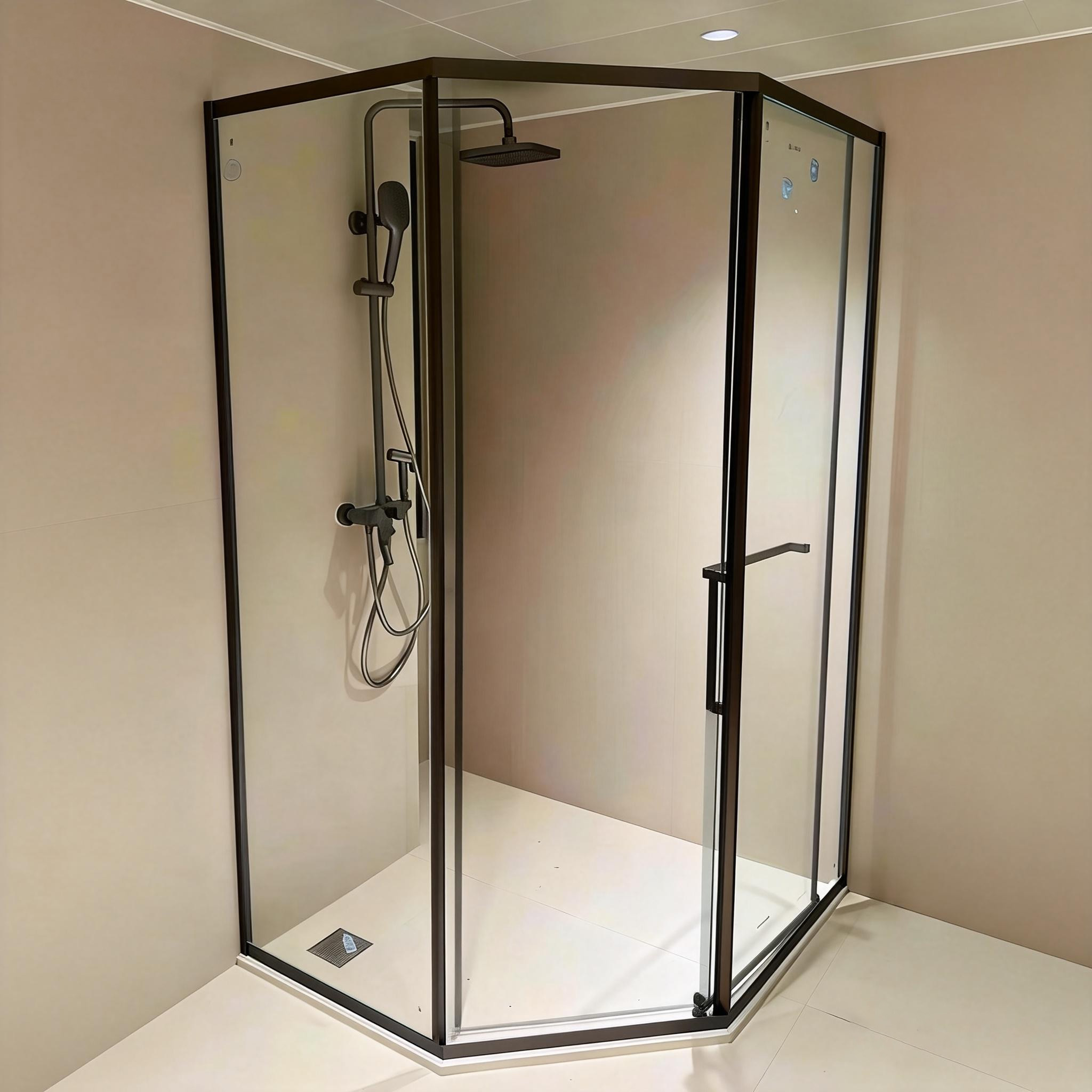 Half Partitioned Shower Room Narrow Frame Custom Aluminum Alloy Screen Waterproof Single-layer Tempered Glass Door