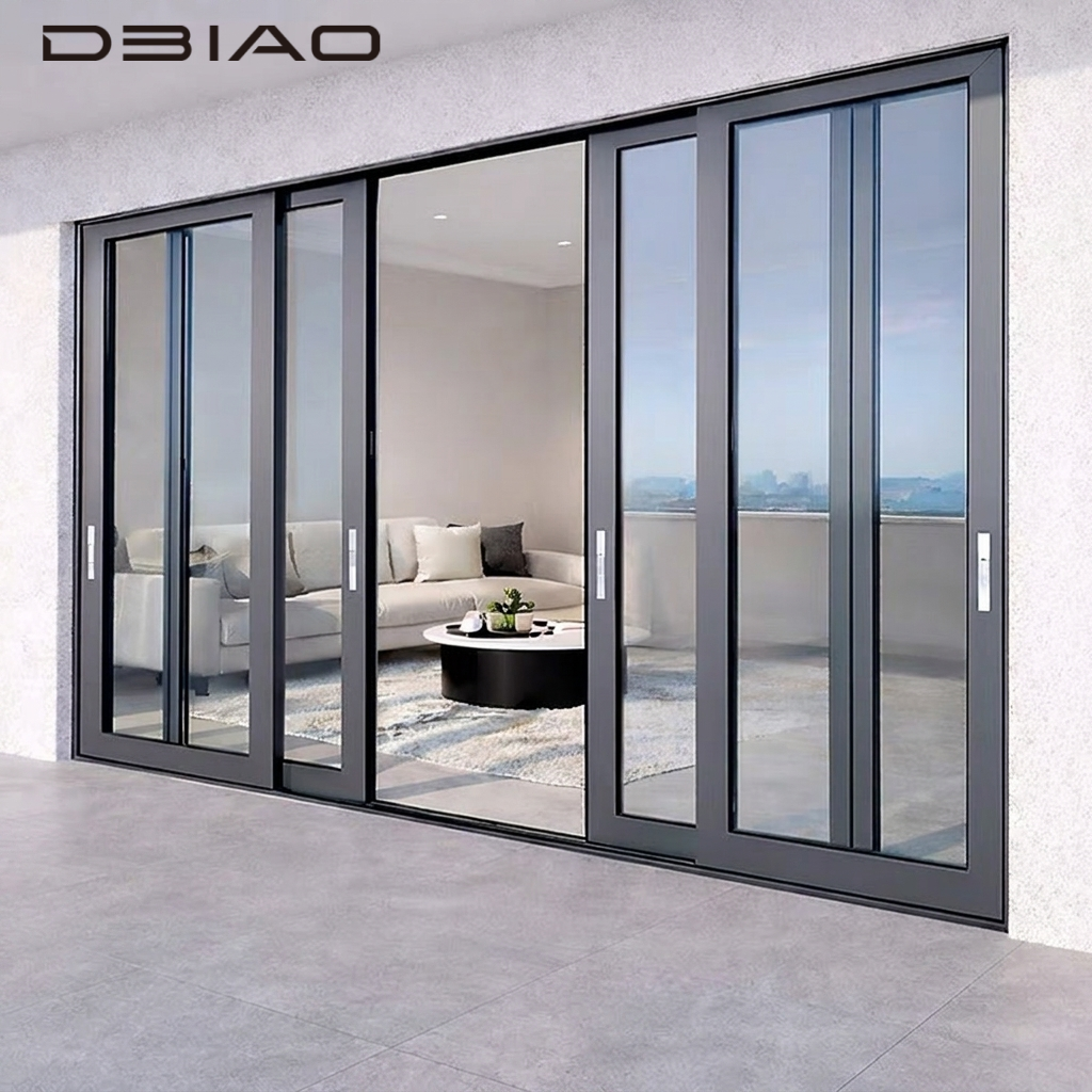 Modern Design Aluminum Alloy Sliding Door with Double Glazing Windproof for Balcony Patio Hall Slim Frame