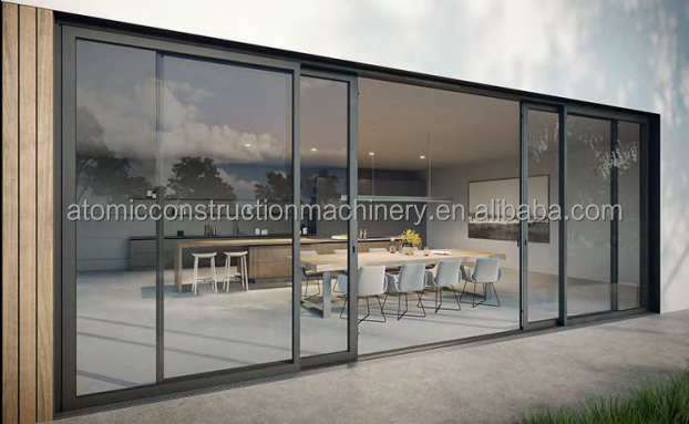Modern Design Aluminum Sliding Door Double Tempered Glass Soundproof Waterproof Thermal Insulation for Apartment Mall Use