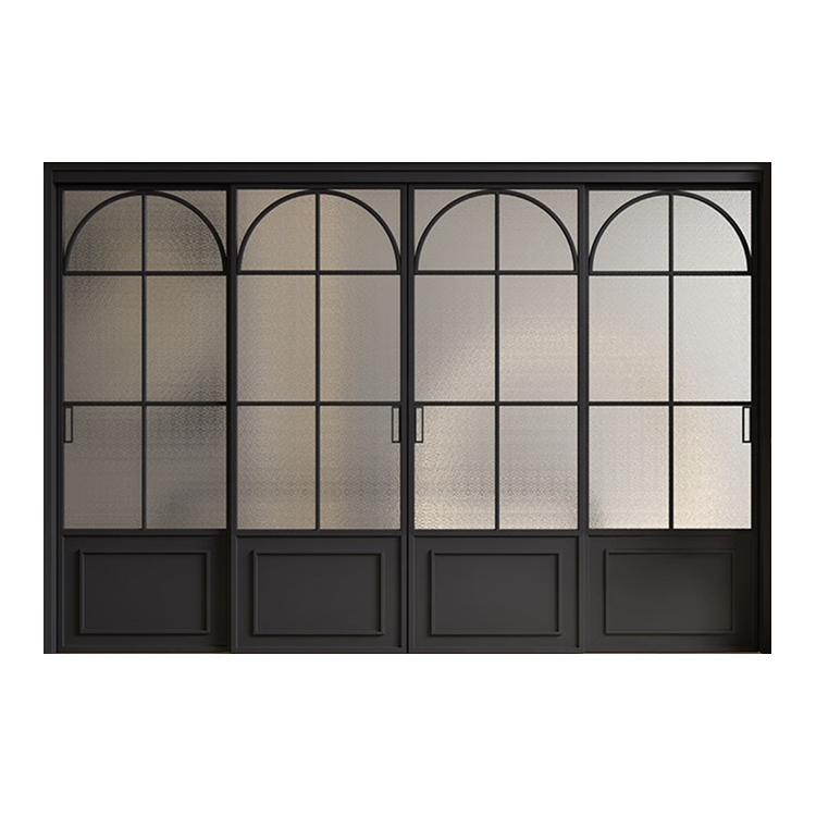 Entry Hurricane Impact Hotel Use French Exterior Thermal Break Aluminum Alloy Patio Doors Double Glazed Tempered LowE Glass TUV