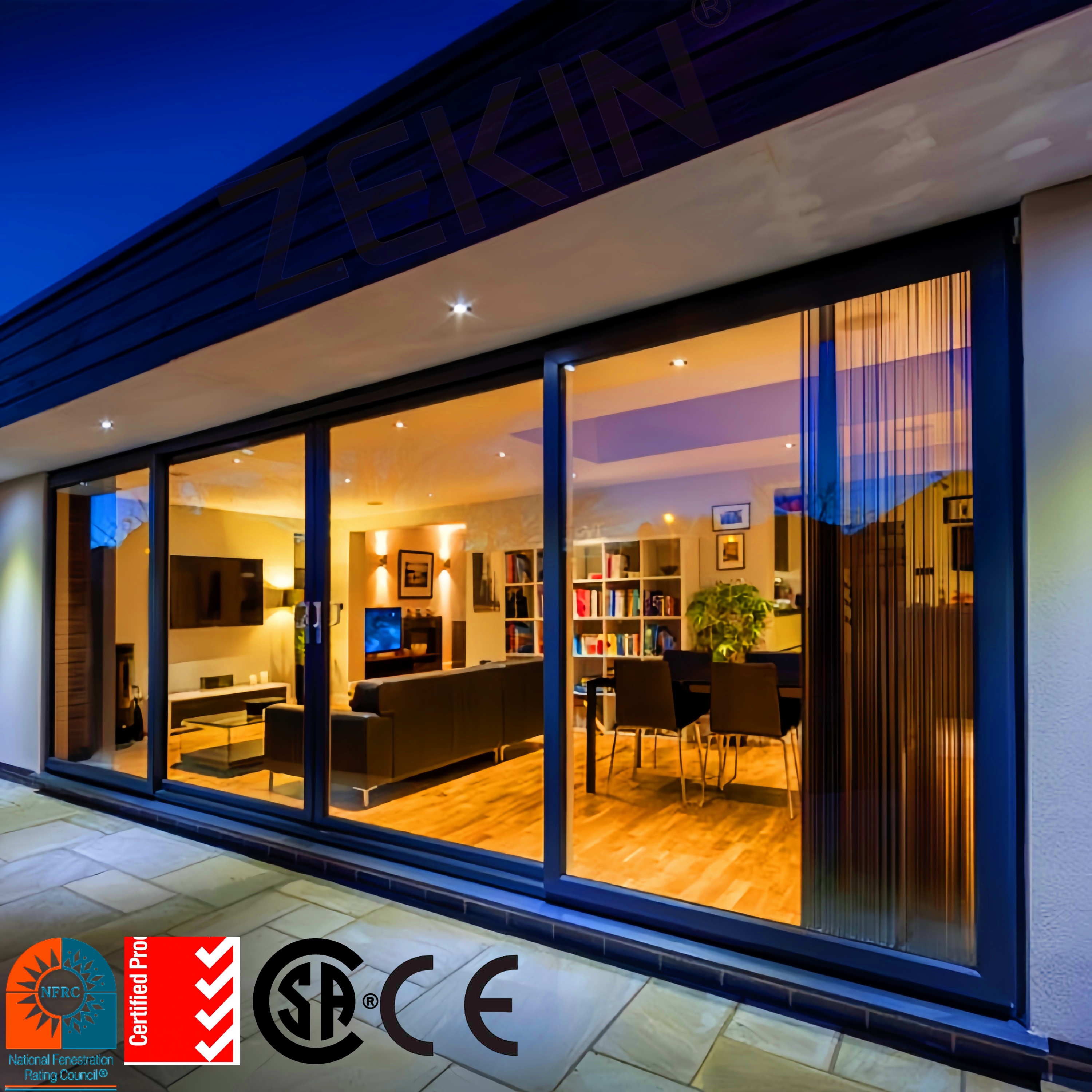 ZEKIN Customized Aluminum Patio Balcony Sliding Doors Double Tempered Glass Heavy Duty Glass Door Aluminum Sliding Doors