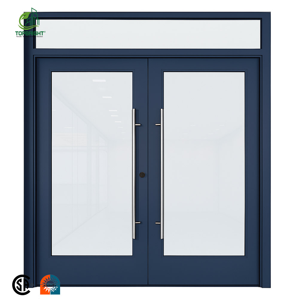 Topbright Modern Aluminum Frame Storefront Entry Door Double Glazed Glass Commercial Doors for Office Shop
