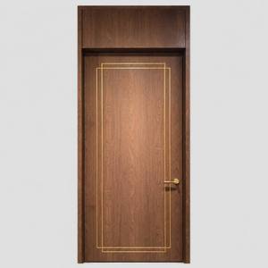WH Certified Minimalist Aluminum Wood Composite Fire Rated Sound Insulation Door 35dB for Apartment Bedroom Hotel Office