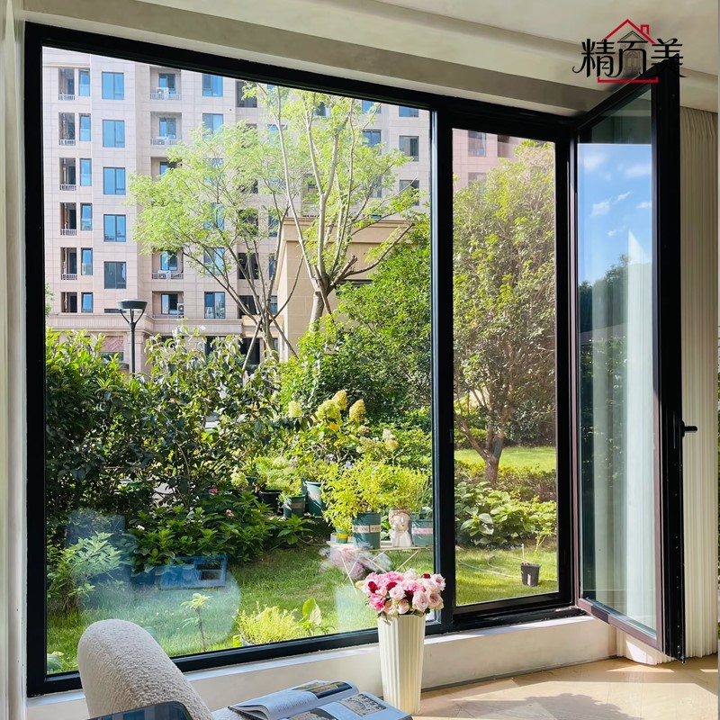 Powder Coated Energy Saving Noise Reduction Manual Control Custom Size High Security Modern Aluminium Glass Swing Door