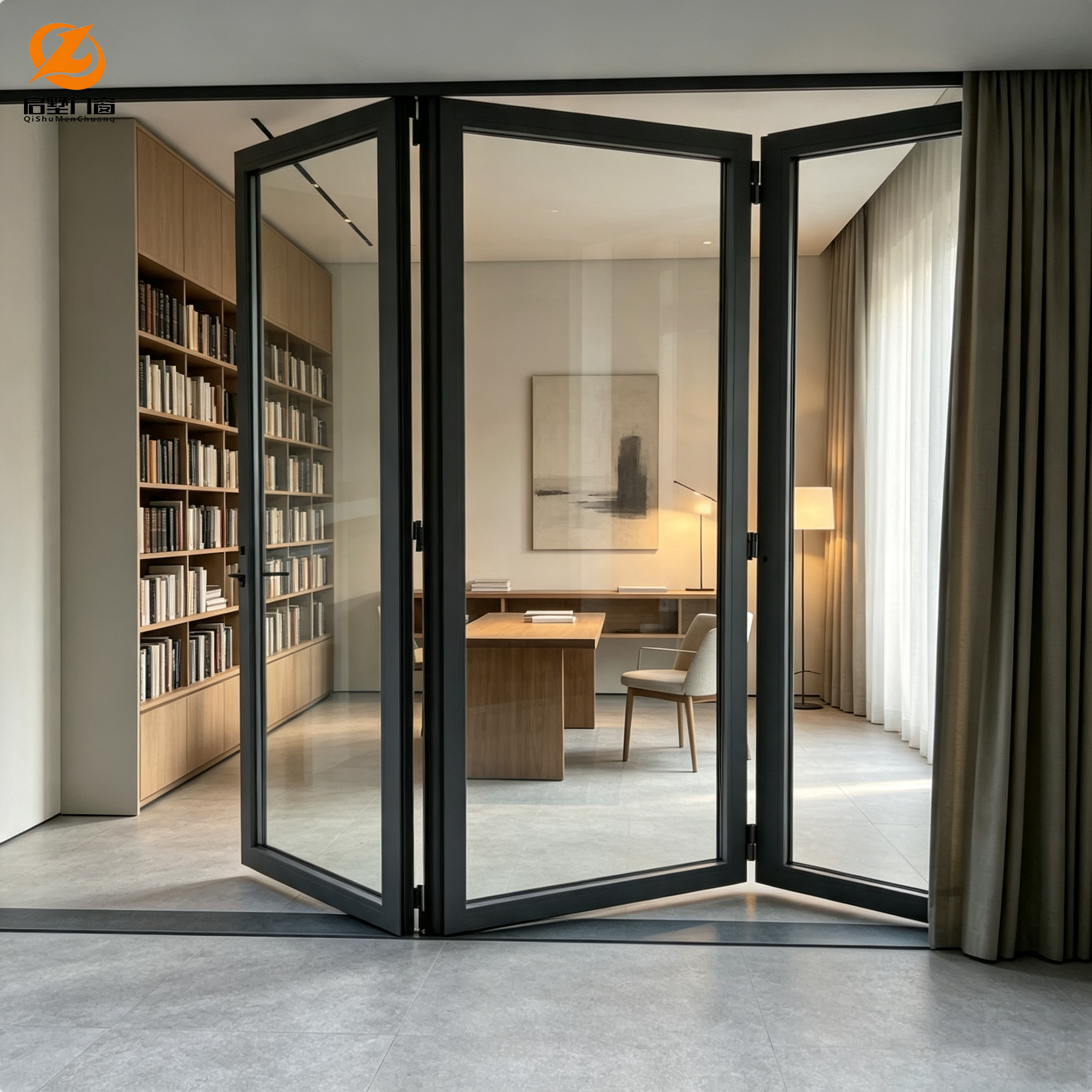 Aluminum Folding Doors Bi-fold Glass Patio Sliding Exterior Front Entry Folding Door Aluminum