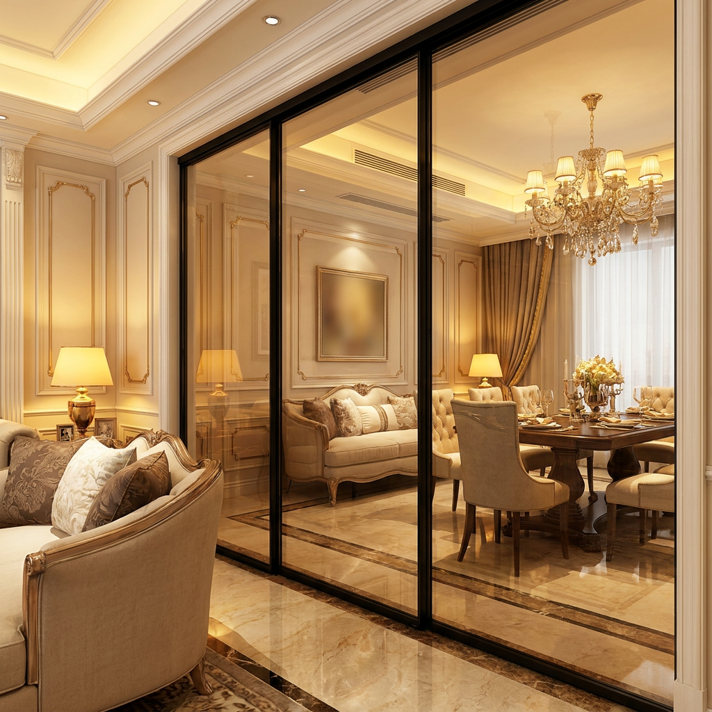 Modern Aluminum Alloy Sliding Glass Door Interior Room Sliding Door