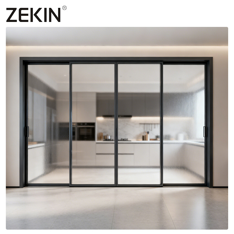 ZEKIN Double Glazed Low E Glass Soundproof Exterior Standard Windows And Doors Black Patio Aluminum Australia Sliding Door