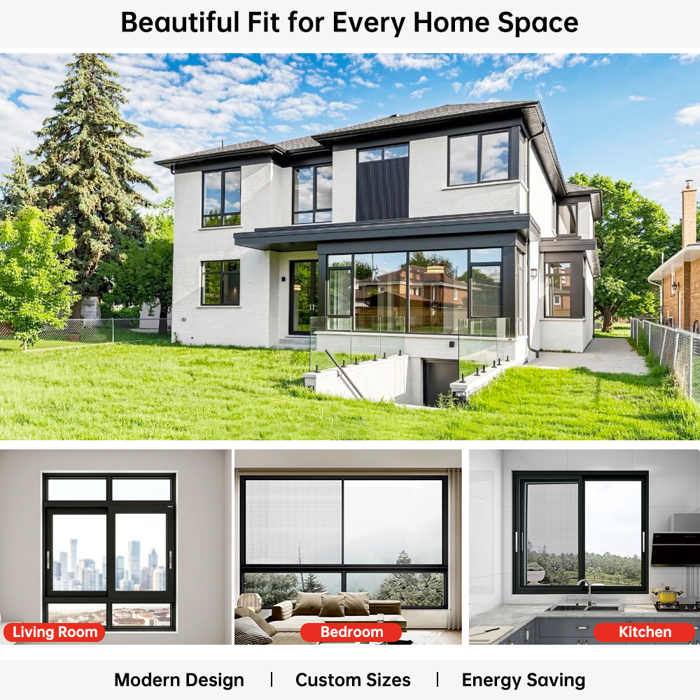 Mobile Home Simple Aluminum Double Glazed Sliding Window Aluminum Mirror Glass Triple Track Screen Sliding Window