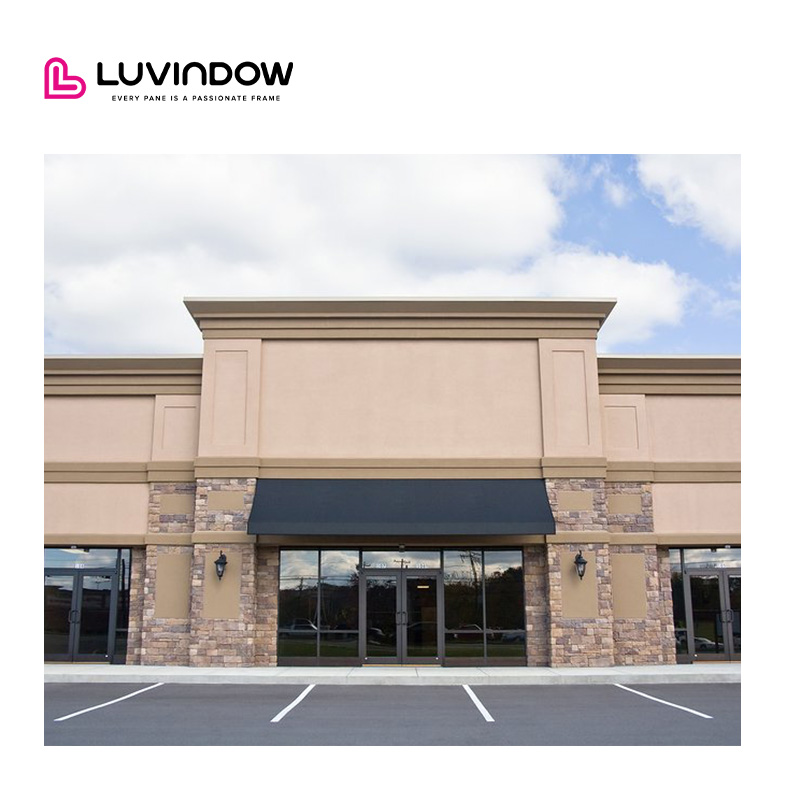 Luvindow Durable Aluminum Commercial Exterior Storefront Doors with Thermal Break Energy Efficient Hurricane Impact Glass