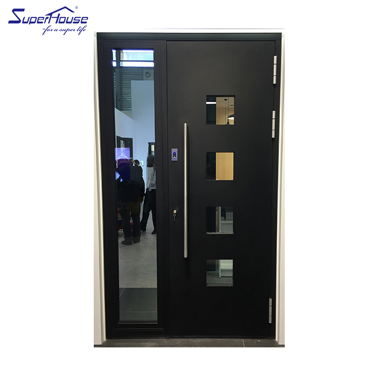 For Customized Security Modern Windproof Glass Front Door Aluminum Alloy Frame Graphic Design for Villas Houses 5-Year