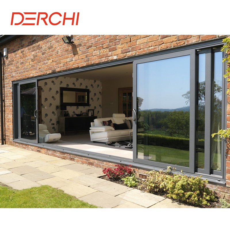 DERCHI NFRC Energy Star Balcony Large Glass Other Door Double Tempered Glazed Energy Efficient Patio Aluminum Sliding Doors
