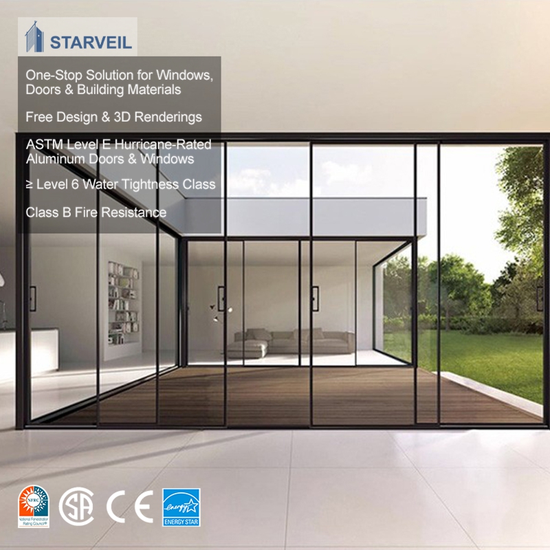 Industry Leader Supplier Modern Sliding Doors Double Glazing Aluminum Clad Door Residential Exterior &amp; Interior Use Glass Doors