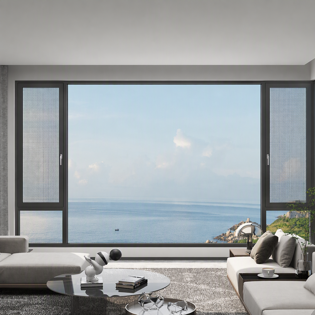Manufacturer Aluminum Casement Windows With Triple Pane Energy Saving Glass in Aluminum Frame, Glass Windows for Patio and Porch