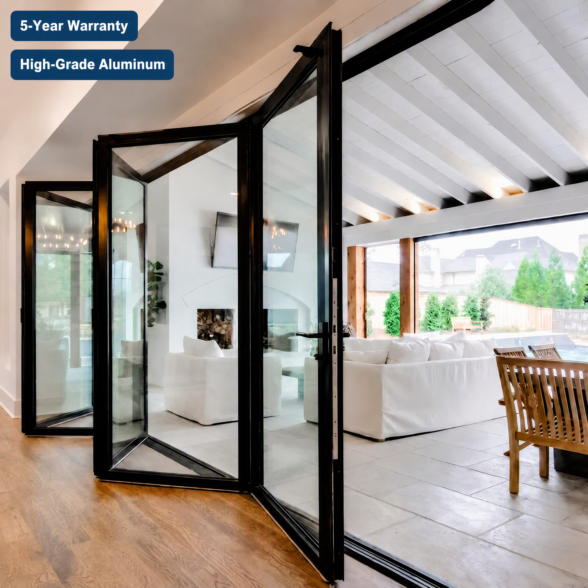 Modern Aluminum Alloy Folding Entry Outdoor Exterior Door Soundproof Double Glazing Waterproof Bifold Accordion Doors Thermal
