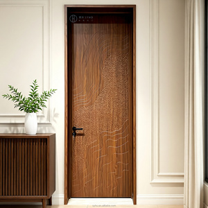 New Chinese Style Carved Aluminum Wood Composite Interior Door Bionic Wood Grain Veneer Factory Custom