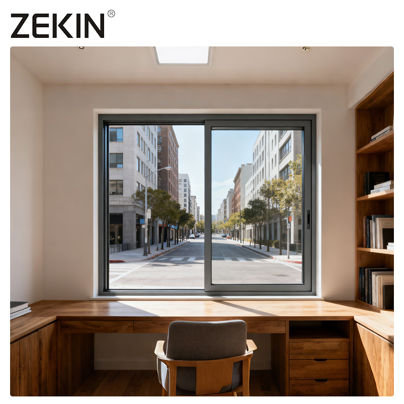 ZEKIN Frosted Transparent Small Arch Double Glazed Slider Sliding Double Tempered Glass 3 Tracks Sliding Windows for Home