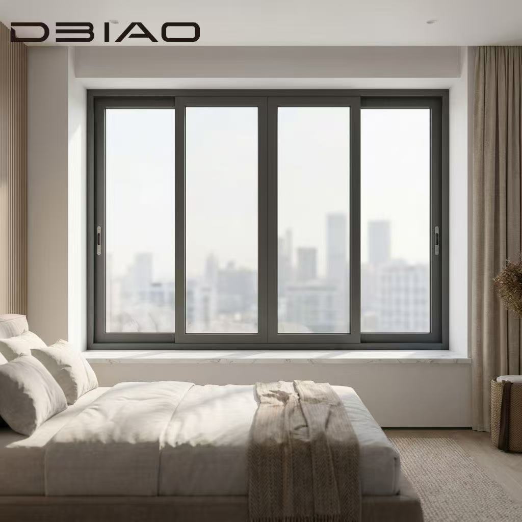 Villa Custom 126 Series Modern Panoramic Horizontal Six Track Sliding Aluminum Window Hidden Drainage Windproof Outdoor