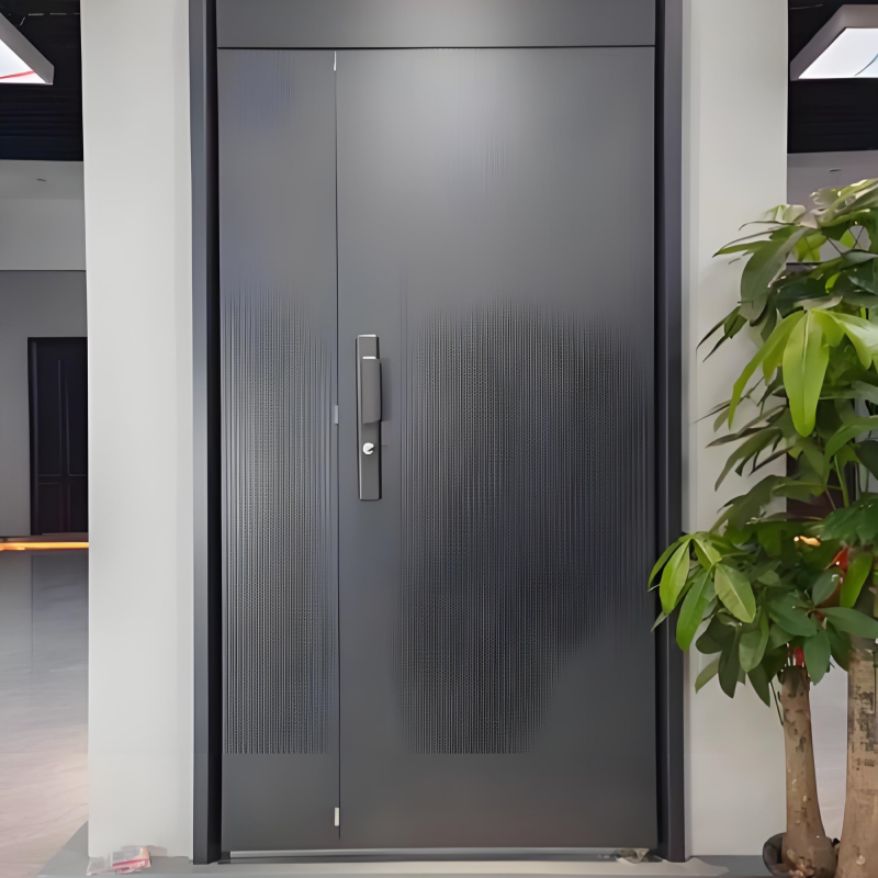 Modern Minimalist Design Aluminum Alloy Anti-Theft Entrance Security Door Double Door External Texture For Villa Hotel Use Ailuo