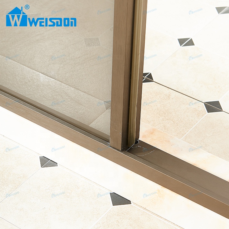 Soft Close SGCC Certified Villa Hotel Aluminum Alloy Bronze 5mm+5mm Laminated Safety Glass Framed Pivot Shower Door