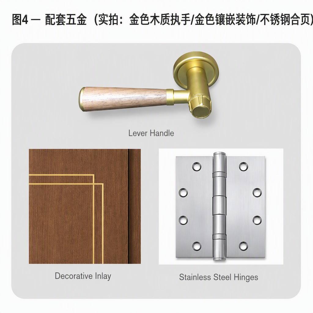 WH Certified Minimalist Aluminum Wood Composite Fire Rated Sound Insulation Door 35dB for Apartment Bedroom Hotel Office