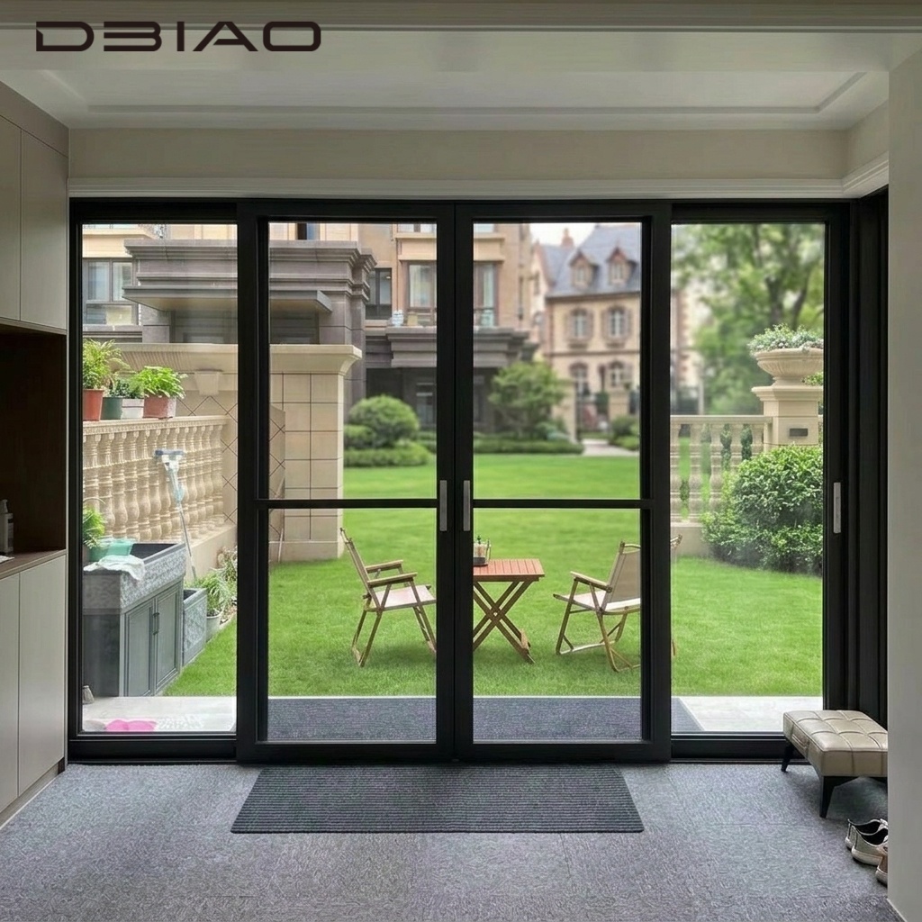 Modern Design Aluminum Alloy Sliding Door with Double Glazing Windproof for Balcony Patio Hall Slim Frame
