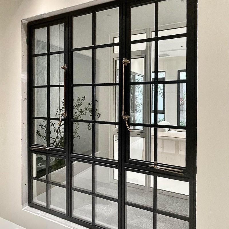 French-style Swing Aluminum Alloy Soundproof Casement Window Arched Lattice Skylight Partition for Bedroom Study Home Use