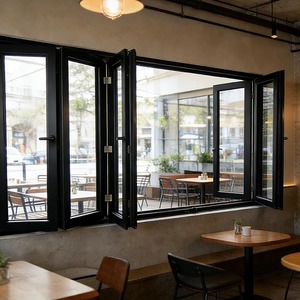 Custom Villas Exterior Soundproof Double Glazed Insulated Glass Impact Aluminum Folding Window