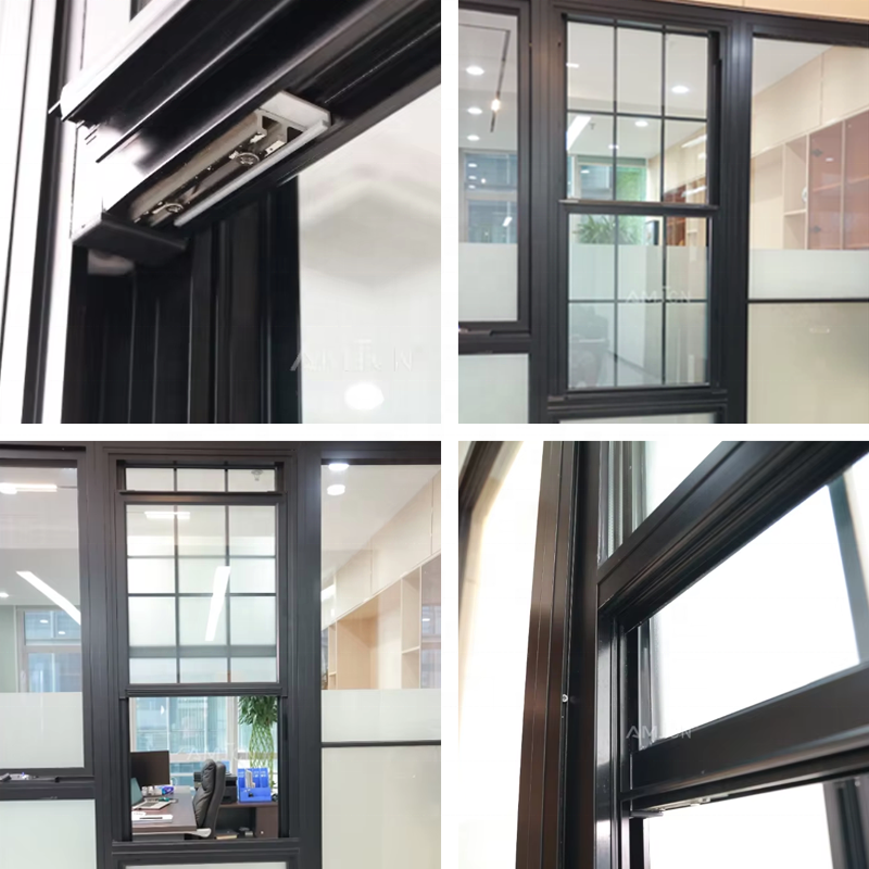 AMJ American Style Double Hung Window NFRC Energy Conservation Tempered Glass Heritage Sash Windows Top Hung Windows