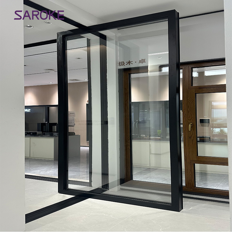 American Standard Thermal Break Soft Close Slim Double Glass Interior Aluminium Alloy Pivot Door