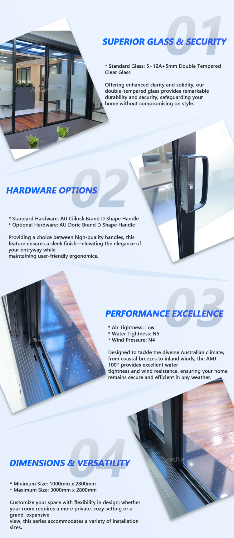 AMJ 100T Series Sliding Door Hardware and Assembly