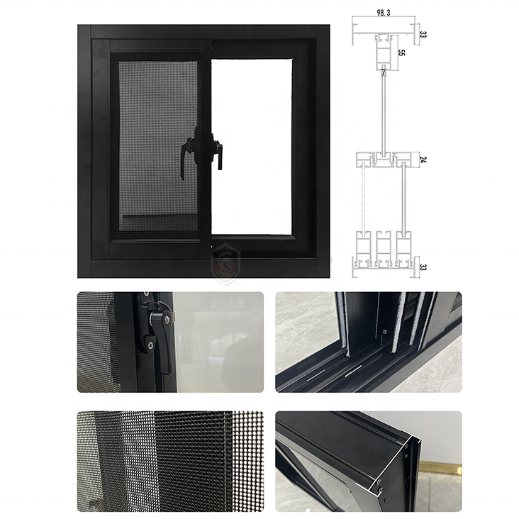 Project Engineering Customization Hurricane Impact Proof Aluminum Sliding Windows with Tempered Double Glazed Glass