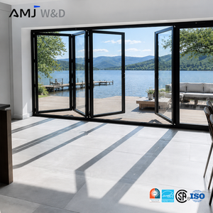 Factory Exterior Thermal Break Bi-Fold Accordion Aluminum Glass Patio Bi Folding Doors With Factory Price